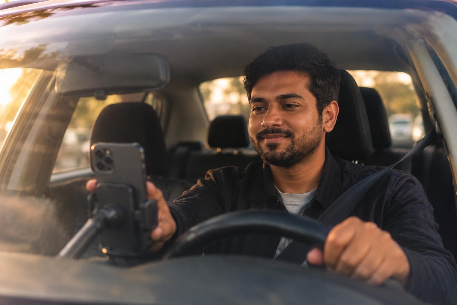 A RydeHub driver at the wheel in Saskatoon